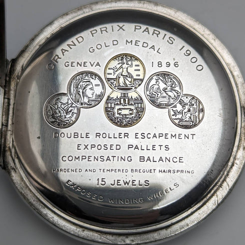 1915年頃 アンティーク ゼニス 懐中時計 彫刻銀側ハンター 動作良好